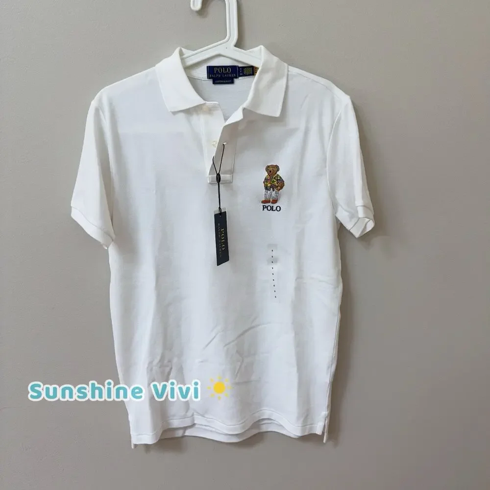 NWT Polo Ralph Lauren Custom Slim Fit Polo Bear Polo Shirt Men's Small White